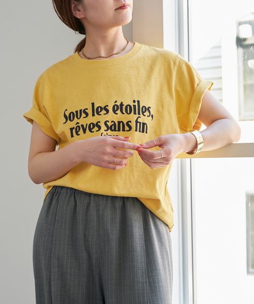 Spick & Span（スピックアンドスパン）の「《追加》フロッキーロゴスラブTシャツ（Tシャツ/カットソー・レディース・イエロー/ホワイト・FREE）」の10枚目の写真