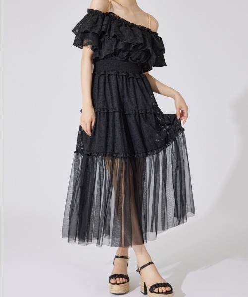 rienda(リエンダ)の「【AKB48 平田侑希さん着用】ツーウェイオフショルワンピース 夏服 半袖(ワンピース・レディース・ブルー/ブラック/ホワイト・FREE)」の2枚目の写真
