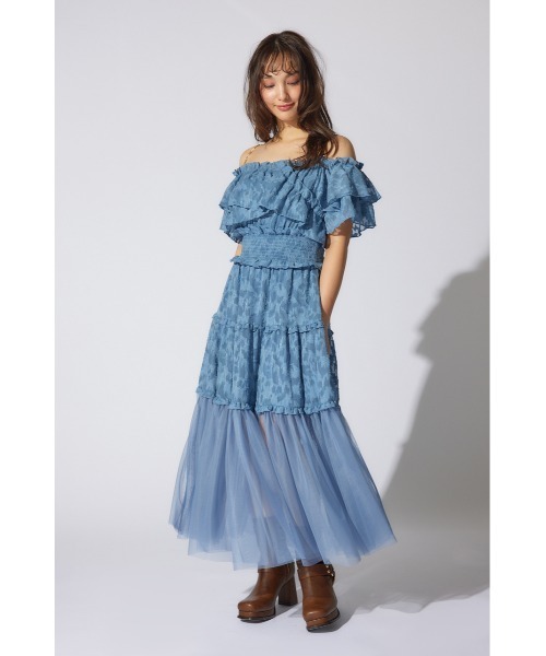 rienda(リエンダ)の「【AKB48 平田侑希さん着用】ツーウェイオフショルワンピース 夏服 半袖(ワンピース・レディース・ブルー/ブラック/ホワイト・FREE)」の5枚目の写真