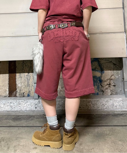 sedacle girl(セダクルガール)の「ピグメント加工ハーフパンツ 【SETUP着用可能】(スウェットパンツ・レディース・チャコールグレー/杢グレー/ベージュ/ネイビー/ピンク/ボルドー・SMALL/MEDIUM/LARGE)」の6枚目の写真