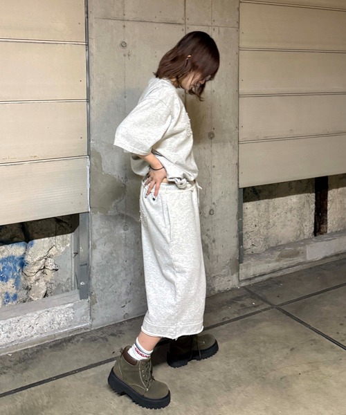 sedacle girl(セダクルガール)の「ピグメント加工ハーフパンツ 【SETUP着用可能】(スウェットパンツ・レディース・チャコールグレー/杢グレー/ベージュ/ネイビー/ピンク/ボルドー・SMALL/MEDIUM/LARGE)」の10枚目の写真