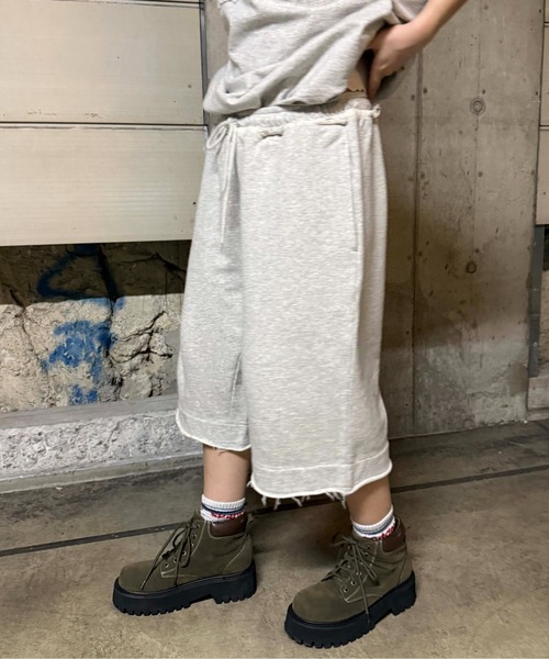 sedacle girl(セダクルガール)の「ピグメント加工ハーフパンツ 【SETUP着用可能】(スウェットパンツ・レディース・チャコールグレー/杢グレー/ベージュ/ネイビー/ピンク/ボルドー・SMALL/MEDIUM/LARGE)」の7枚目の写真
