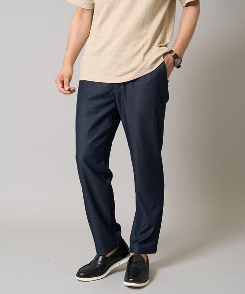 a.v.v(アーヴェヴェ)の「【接触冷感】スマートシャンブレーセミルーズパンツ アンクル丈(その他パンツ・メンズ・ネイビー/ブラック/チャコールグレー・50/48/46/52/44)」の3枚目の写真
