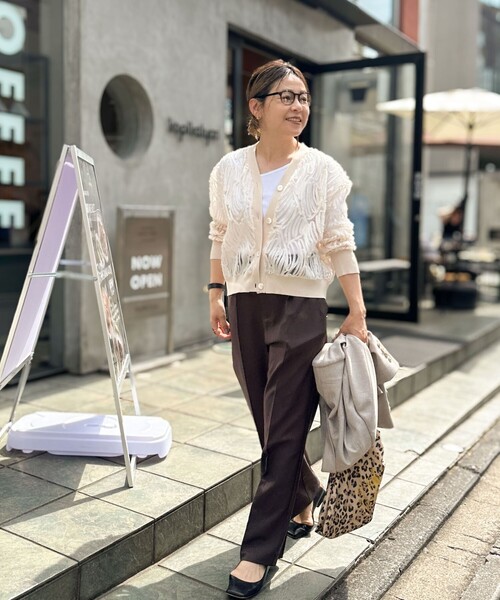 Rie Miller（リエミラー）の「ランダムテレコ2WAYプルオーバー（Tシャツ/カットソー・レディース・ホワイト/グレイッシュブルー/ブラック・38）」の4枚目の写真