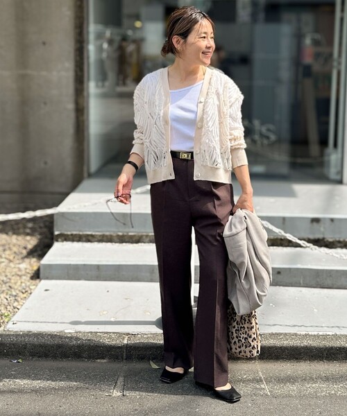 Rie Miller（リエミラー）の「ランダムテレコ2WAYプルオーバー（Tシャツ/カットソー・レディース・ホワイト/グレイッシュブルー/ブラック・38）」の5枚目の写真