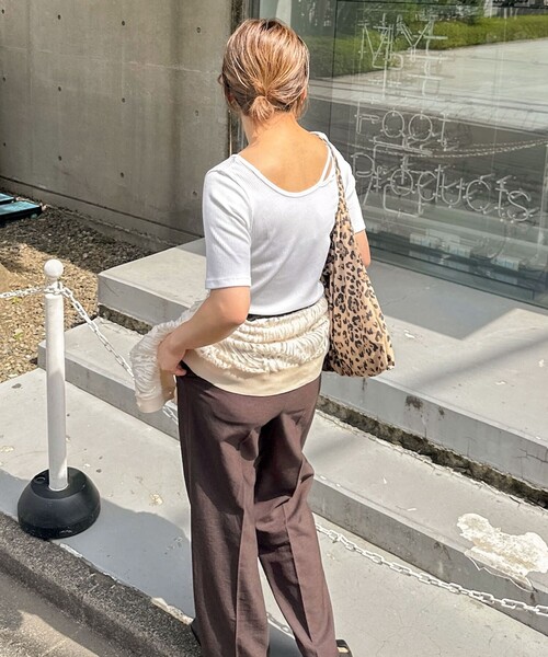 Rie Miller（リエミラー）の「ランダムテレコ2WAYプルオーバー（Tシャツ/カットソー・レディース・ホワイト/グレイッシュブルー/ブラック・38）」の10枚目の写真