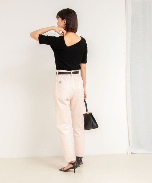 Rie Miller（リエミラー）の「ランダムテレコ2WAYプルオーバー（Tシャツ/カットソー・レディース・ホワイト/グレイッシュブルー/ブラック・38）」の18枚目の写真