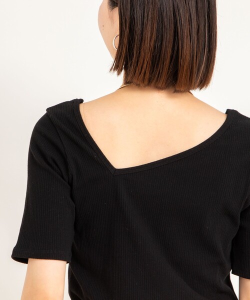 Rie Miller（リエミラー）の「ランダムテレコ2WAYプルオーバー（Tシャツ/カットソー・レディース・ホワイト/グレイッシュブルー/ブラック・38）」の21枚目の写真