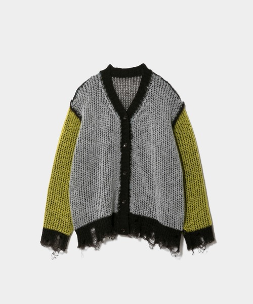 beautiful people(ビューティフルピープル)の「wooledmohair knittedreversible cardigan(カーディガン/ボレロ・レディース・サックスブルー/オリーブ・38/42/34)」の3枚目の写真