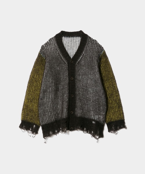 beautiful people(ビューティフルピープル)の「wooledmohair knittedreversible cardigan(カーディガン/ボレロ・レディース・サックスブルー/オリーブ・38/42/34)」の4枚目の写真