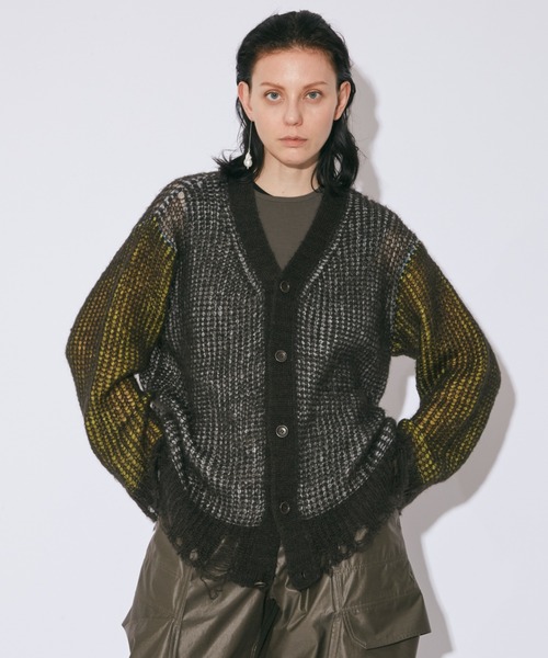 beautiful people(ビューティフルピープル)の「wooledmohair knittedreversible cardigan(カーディガン/ボレロ・レディース・サックスブルー/オリーブ・38/42/34)」の6枚目の写真