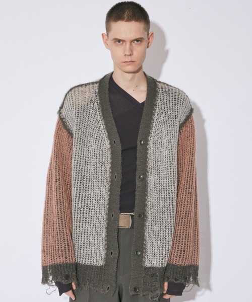 beautiful people(ビューティフルピープル)の「wooledmohair knittedreversible cardigan(カーディガン/ボレロ・レディース・サックスブルー/オリーブ・38/42/34)」の14枚目の写真