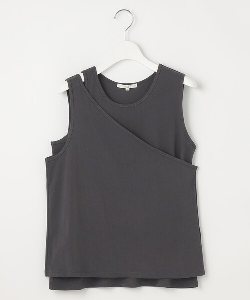 23区(ニジュウサンク)の「【SLOW/一部店舗限定】ライトツイストコットン レイヤード タンクトップ(Tシャツ/カットソー・レディース・モスグリーン系・38)」の4枚目の写真