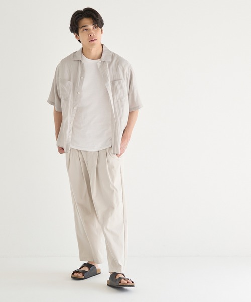 coca(coca)(コカ)の「ワッシャーリネンタッチワイド半袖シャツ(シャツ/ブラウス・メンズ・ストライプ/ライトグレー・L/M/XL)」の17枚目の写真
