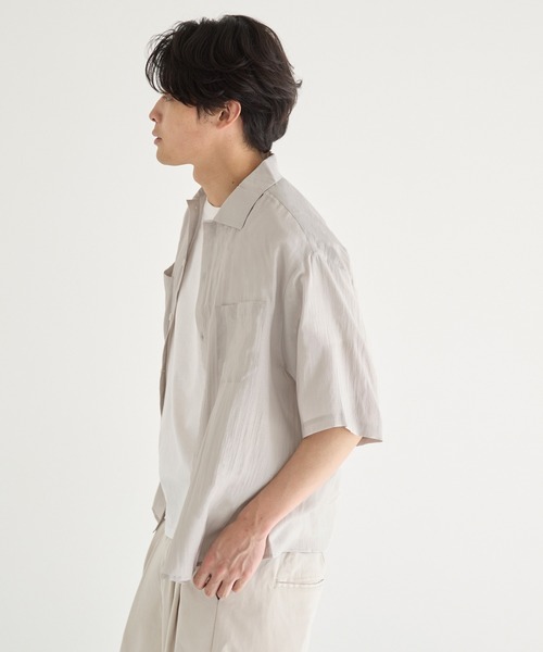 coca(coca)(コカ)の「ワッシャーリネンタッチワイド半袖シャツ(シャツ/ブラウス・メンズ・ストライプ/ライトグレー・L/M/XL)」の18枚目の写真