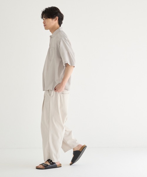 coca(coca)(コカ)の「ワッシャーリネンタッチワイド半袖シャツ(シャツ/ブラウス・メンズ・ストライプ/ライトグレー・L/M/XL)」の4枚目の写真