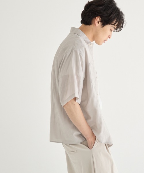 coca(coca)(コカ)の「ワッシャーリネンタッチワイド半袖シャツ(シャツ/ブラウス・メンズ・ストライプ/ライトグレー・L/M/XL)」の5枚目の写真