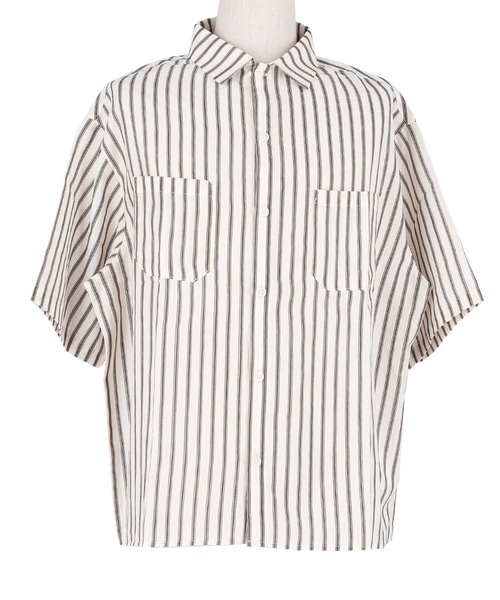 coca(coca)(コカ)の「ワッシャーリネンタッチワイド半袖シャツ(シャツ/ブラウス・メンズ・ストライプ/ライトグレー・L/M/XL)」の16枚目の写真