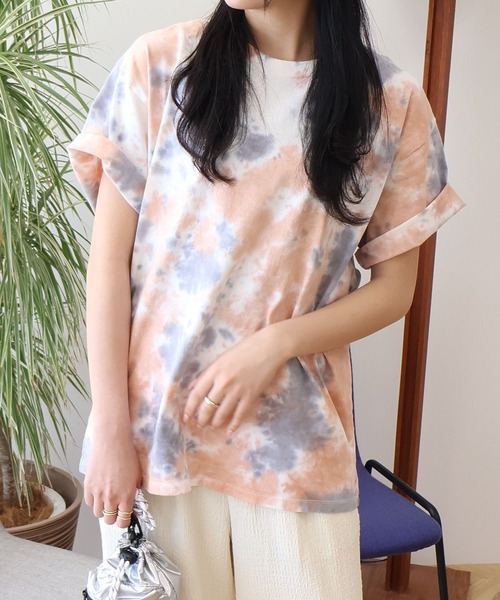 AMERICAN HOLIC(アメリカンホリック)の「【WEB限定】タイダイ染めTシャツ(Tシャツ/カットソー・レディース・パープル/オレンジ・FREE)」の3枚目の写真