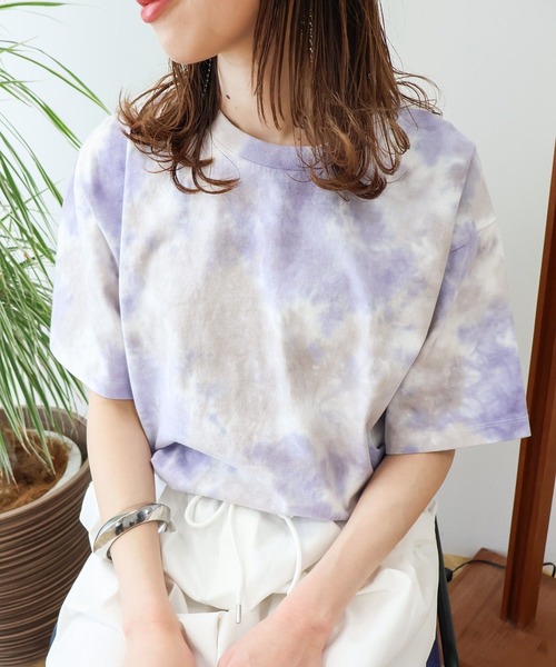 AMERICAN HOLIC(アメリカンホリック)の「【WEB限定】タイダイ染めTシャツ(Tシャツ/カットソー・レディース・パープル/オレンジ・FREE)」の4枚目の写真