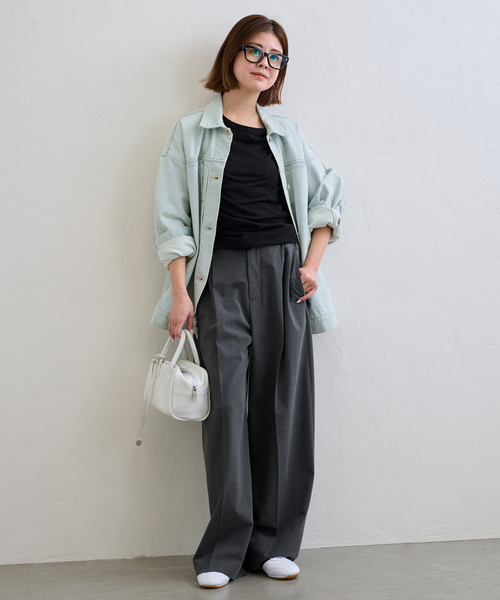 トップス SOY シボジャカードタックギャザートップス【洗濯機洗い可】（カットソー