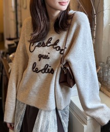 mily bilet（ミウィビレット）の「【mily bilet】おしゃれ女子の今シーズンイチ押し♪カラーコード刺繍ミックスニットプルオーバー（ニット/セーター・レディース）」
