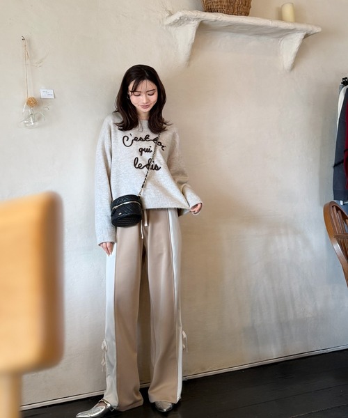 mily bilet(ミウィビレット)の「【mily bilet】おしゃれ女子の今シーズンイチ押し♪カラーコード刺繍ミックスニットプルオーバー(ニット/セーター・レディース・レッド/ベージュ/ネイビー/ブラック/アイボリー/グレー・LARGE/MEDIUM/SMALL/X-LARGE)」の22枚目の写真