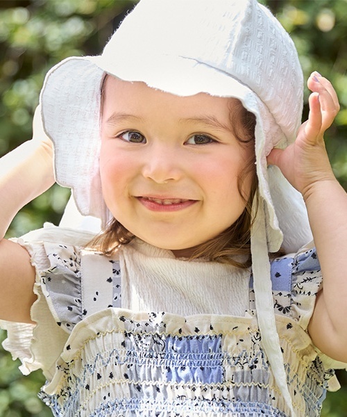 petit main（プティマイン）の「スカラップサンハット（ハット・キッズ・アイボリー/ライトピンク・L/M）」の2枚目の写真