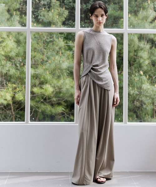 tageechita（タジチタ）の「【tageechita】リネン混 デザインタック ノースリーブニットトップス（Tシャツ/カットソー・レディース・アッシュグレー・S/M/L）」の18枚目の写真