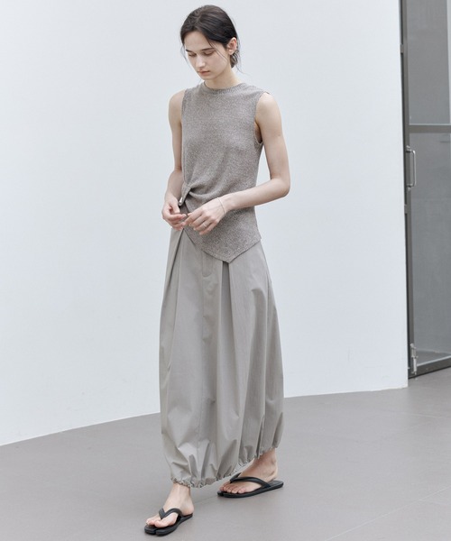 tageechita（タジチタ）の「【tageechita】リネン混 デザインタック ノースリーブニットトップス（Tシャツ/カットソー・レディース・アッシュグレー・S/M/L）」の6枚目の写真