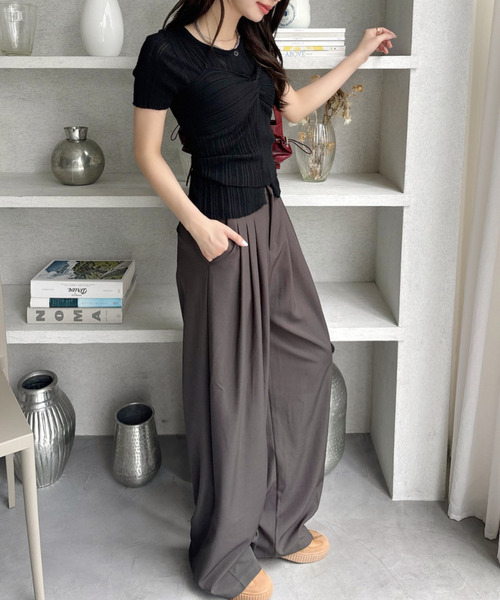 Ada.(エイダ)の「ビスチェ ドッキング フロントボタン サマーニット トップス(Tシャツ/カットソー・レディース・ブラック/ホワイト/グレー・FREE)」の13枚目の写真