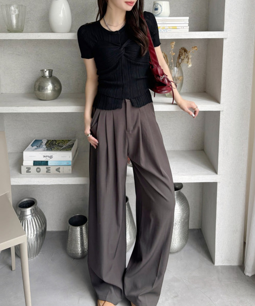 Ada.(エイダ)の「ビスチェ ドッキング フロントボタン サマーニット トップス(Tシャツ/カットソー・レディース・ブラック/ホワイト/グレー・FREE)」の12枚目の写真