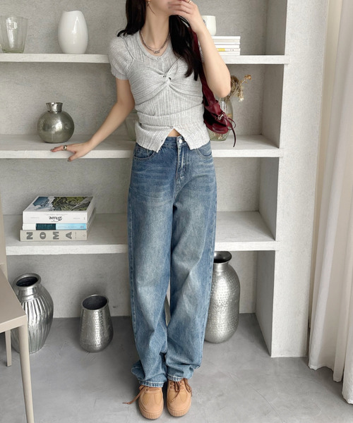 Ada.(エイダ)の「ビスチェ ドッキング フロントボタン サマーニット トップス(Tシャツ/カットソー・レディース・ブラック/ホワイト/グレー・FREE)」の9枚目の写真
