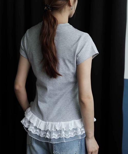 ampm(エーエムピーエム)の「裾レースペプラムTシャツ(Tシャツ/カットソー・レディース・グレー/ホワイト/ブラック・FREE)」の22枚目の写真