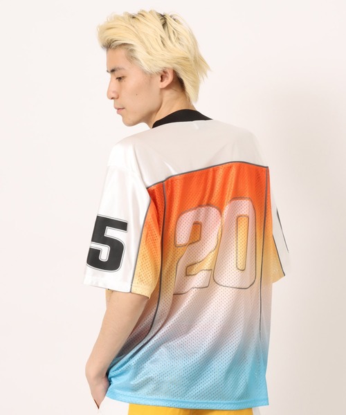 【珍品】メッシュ地　フットボールT 90s00s 珍品】メッシュ地 フットボールT 90s00s