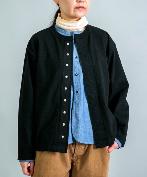 OMNIGOD（オムニゴッド）の「[OMNIGOD womens / オムニゴッド] マックスウエイトジャージー スナップカーディガン（カーディガン/ボレロ・レディース・ネイビー/ブラック/アイボリー・0）」の2枚目の写真