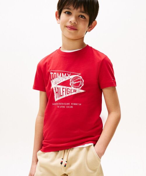 TOMMY HILFIGER（トミーヒルフィガー）の「BOYS テクスチャードグラフィックショートスリーブTシャツ（Tシャツ/カットソー・キッズ・レッド/ネイビー/ライトグリーン/ホワイト・160cm/130cm/150cm/140cm）」の4枚目の写真