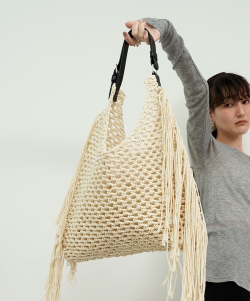 Naghedi ★ 品よくまとまる Havana Large フリンジトートバッグ Havana Large Tote Basketweave | Palma
