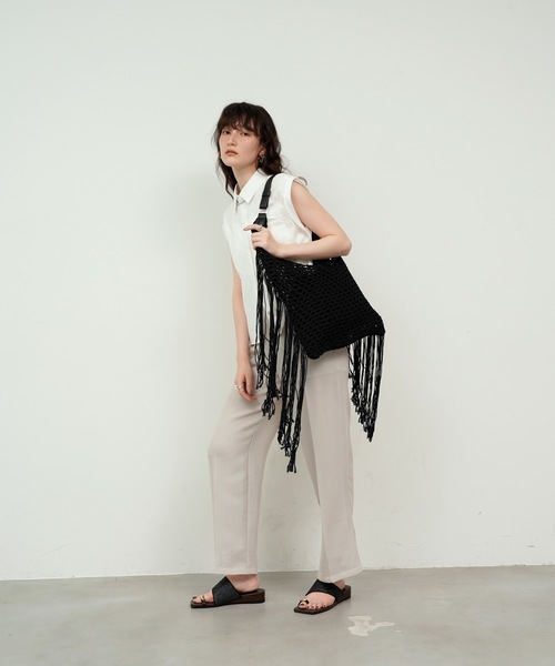 Rope knit fringe tote bag / 縄あみフリンジトートバック