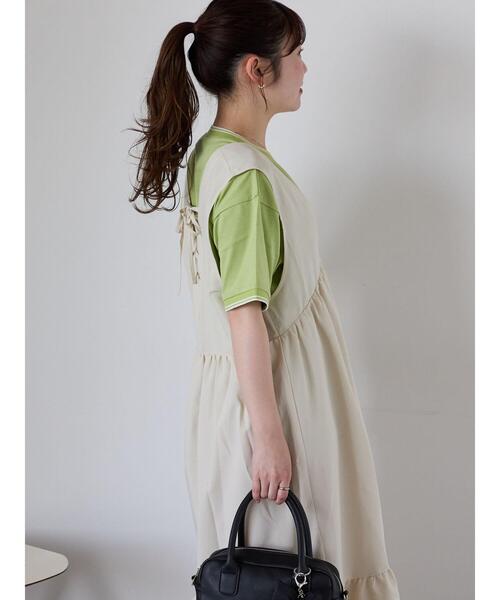 ehka sopo(エヘカソポ)の「Vネックノースリーブワンピース(ワンピース・レディース・モカ/キナリ/ブラック・F)」の4枚目の写真