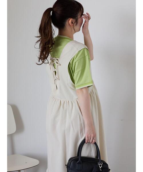 ehka sopo(エヘカソポ)の「Vネックノースリーブワンピース(ワンピース・レディース・モカ/キナリ/ブラック・F)」の6枚目の写真