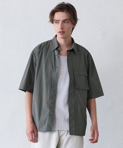 coca(coca)(コカ)の「ナイロンワッシャー半袖シャツ(シャツ/ブラウス・メンズ・ブラック/グレー・L/M/XL)」の7枚目の写真