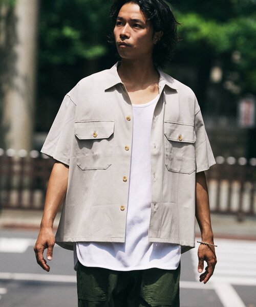 JOURNAL STANDARD relume(ジャーナルスタンダード レリューム)の「"イージーケア" TECH LINEN COOLMAX(R) CPO シャツ(セットアップ着用可)(シャツ/ブラウス・メンズ・ナチュラル/ブラック/ライトグレー/ブラックミックス・MEDIUM/LARGE)」の1枚目の写真