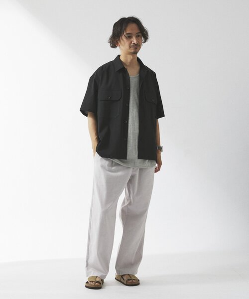 JOURNAL STANDARD relume(ジャーナルスタンダード レリューム)の「"イージーケア" TECH LINEN COOLMAX(R) CPO シャツ(セットアップ着用可)(シャツ/ブラウス・メンズ・ナチュラル/ブラック/ライトグレー/ブラックミックス・MEDIUM/LARGE)」の5枚目の写真