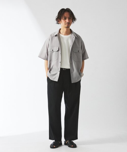JOURNAL STANDARD relume(ジャーナルスタンダード レリューム)の「"イージーケア" TECH LINEN COOLMAX(R) CPO シャツ(セットアップ着用可)(シャツ/ブラウス・メンズ・ナチュラル/ブラック/ライトグレー/ブラックミックス・MEDIUM/LARGE)」の6枚目の写真