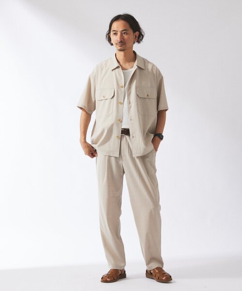 JOURNAL STANDARD relume(ジャーナルスタンダード レリューム)の「"イージーケア" TECH LINEN COOLMAX(R) CPO シャツ(セットアップ着用可)(シャツ/ブラウス・メンズ・ナチュラル/ブラック/ライトグレー/ブラックミックス・MEDIUM/LARGE)」の7枚目の写真