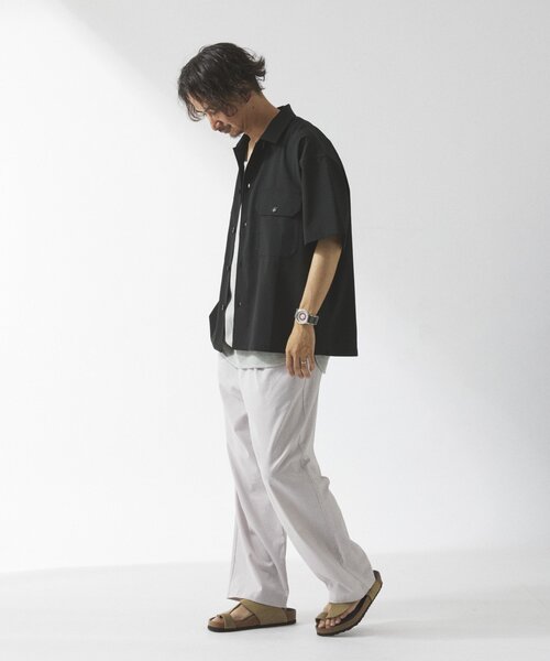 JOURNAL STANDARD relume(ジャーナルスタンダード レリューム)の「"イージーケア" TECH LINEN COOLMAX(R) CPO シャツ(セットアップ着用可)(シャツ/ブラウス・メンズ・ナチュラル/ブラック/ライトグレー/ブラックミックス・MEDIUM/LARGE)」の8枚目の写真