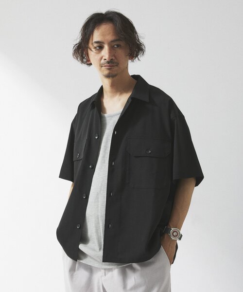 JOURNAL STANDARD relume(ジャーナルスタンダード レリューム)の「"イージーケア" TECH LINEN COOLMAX(R) CPO シャツ(セットアップ着用可)(シャツ/ブラウス・メンズ・ナチュラル/ブラック/ライトグレー/ブラックミックス・MEDIUM/LARGE)」の10枚目の写真