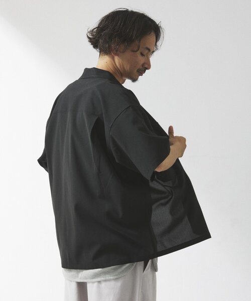 JOURNAL STANDARD relume(ジャーナルスタンダード レリューム)の「"イージーケア" TECH LINEN COOLMAX(R) CPO シャツ(セットアップ着用可)(シャツ/ブラウス・メンズ・ナチュラル/ブラック/ライトグレー/ブラックミックス・MEDIUM/LARGE)」の11枚目の写真
