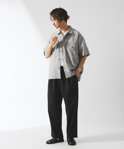 JOURNAL STANDARD relume(ジャーナルスタンダード レリューム)の「"イージーケア" TECH LINEN COOLMAX(R) CPO シャツ(セットアップ着用可)(シャツ/ブラウス・メンズ・ナチュラル/ブラック/ライトグレー/ブラックミックス・MEDIUM/LARGE)」の13枚目の写真